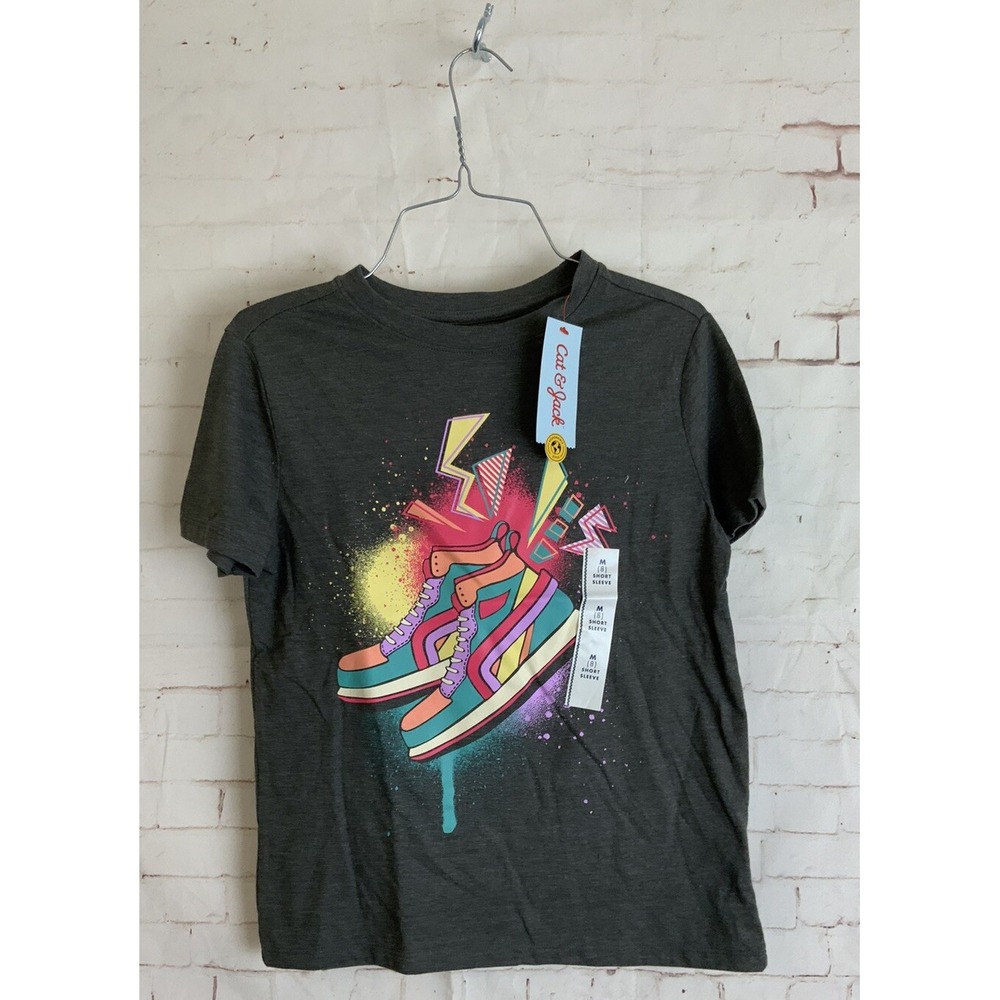 Cat & Jack Boys Gray‎ Tennis Shoes Sneaker Short Sleeve Tee Size 8 (M)